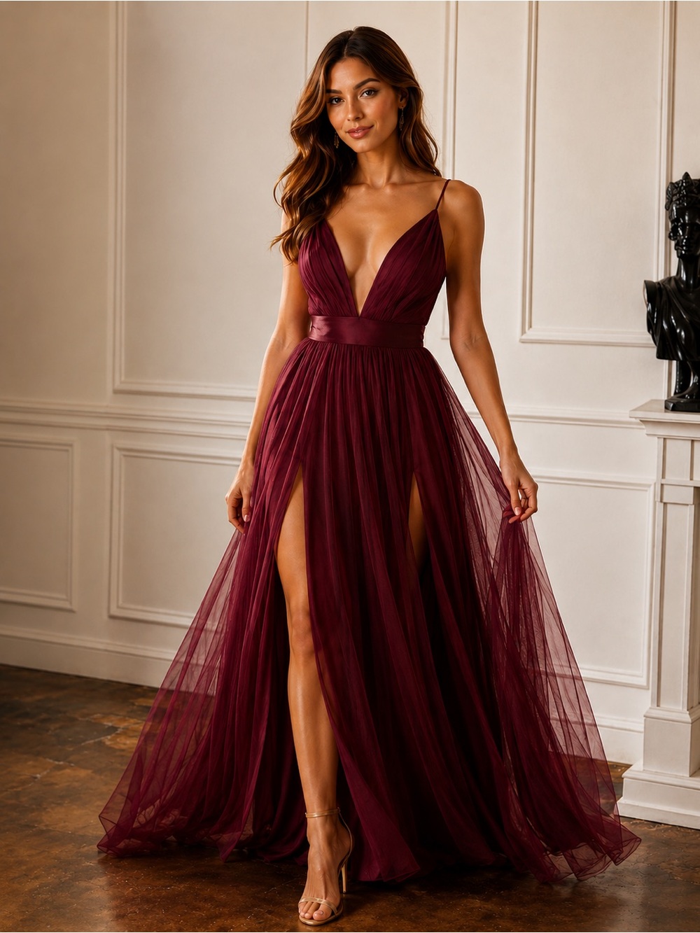 Elegant Burgundy Special Occasion Prom Dress
